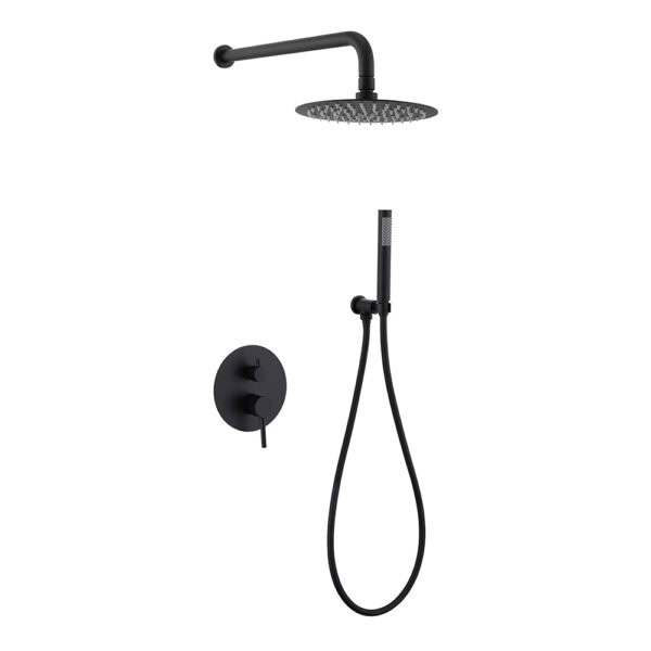 LINLI Grifería de ducha de pared negra diseño popular SUS304