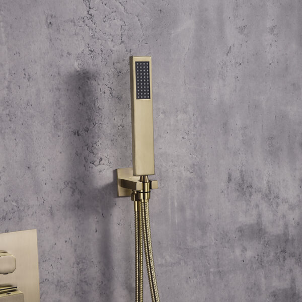 teleducha color oro lado1 LINLI Hot sale 8 inch waterfall shower head gold color 304SUS - Imagen 3