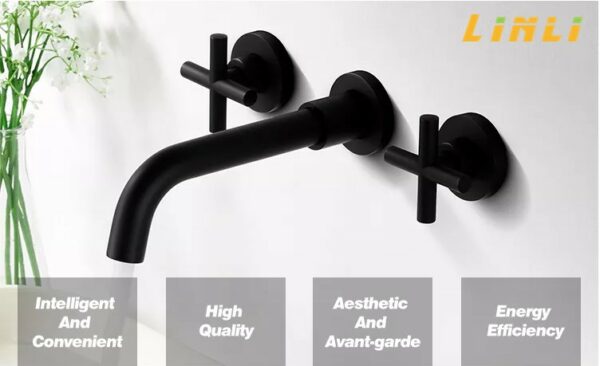 Grifo mural LINLI 2022 hot sale wall mounted faucet black design - Imagen 3