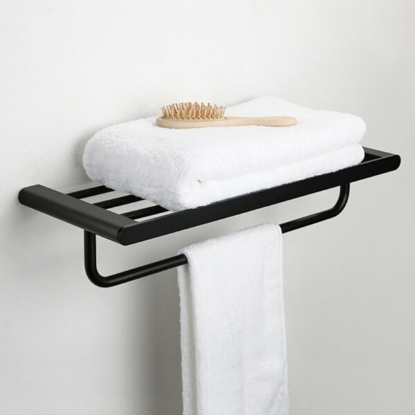 Wall Mounted Black Towel Rack Bathroom Artifact - 图片 2