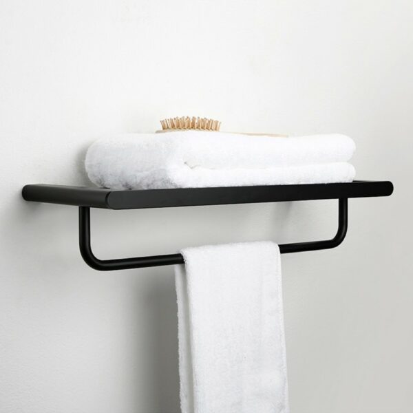 Wall Mounted Black Towel Rack Bathroom Artifact - 图片 4