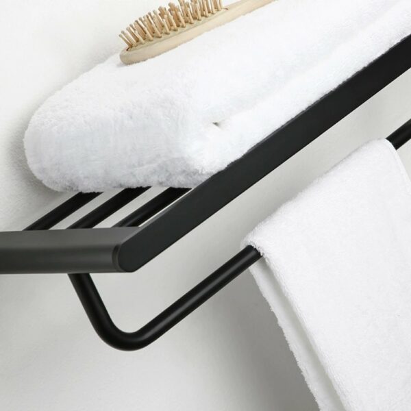 Wall Mounted Black Towel Rack Bathroom Artifact - 图片 5