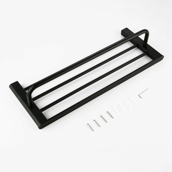 Wall Mounted Black Towel Rack Bathroom Artifact - 图片 6