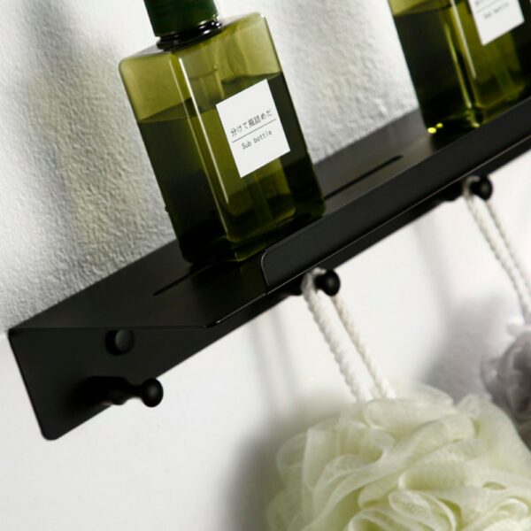 estante 2 6 Wall Mount Black Shower Shelf With Hooks Wholesale - Imagen 3
