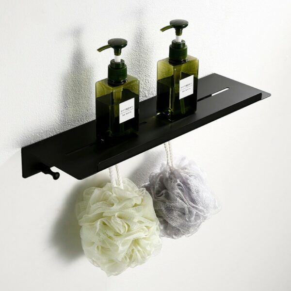 estante 3 6 Wall Mount Black Shower Shelf With Hooks Wholesale - Imagen 2