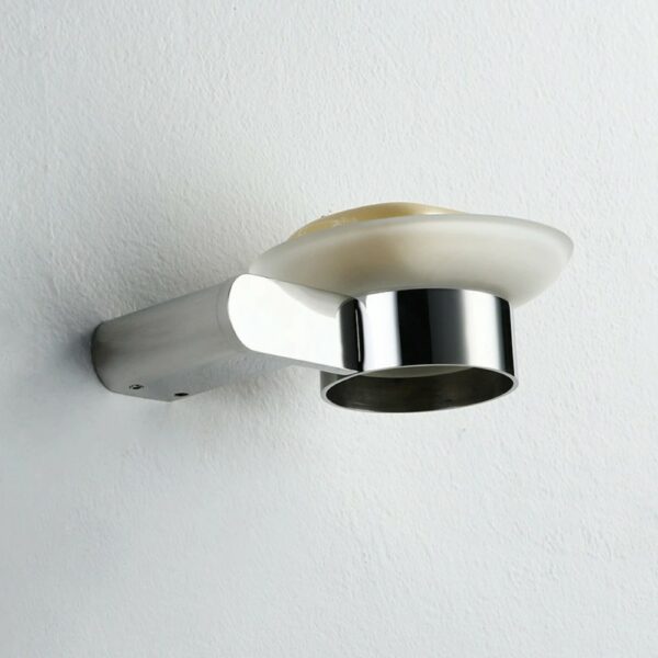 Chrome Plated Round Glass Soap Dish For Bathroom - 图片 2