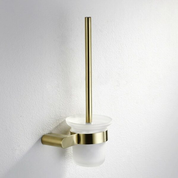Escobillero 1 2 Gold Long Handled Toilet Brush With Glass Cup - Imagen 4