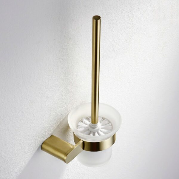 Escobillero 3 2 Gold Long Handled Toilet Brush With Glass Cup - Imagen 2