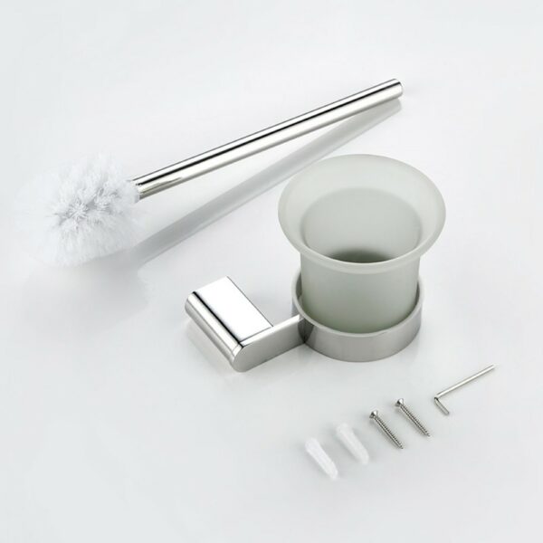 LINLI Wall Mounted Toilet Brush With Holder Frosted Glass Cup On Sale - Imagen 5