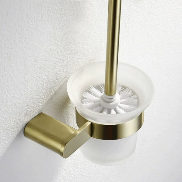 Escobilla 5 1 Gold Long Handled Toilet Brush With Glass Cup - Imagen 5