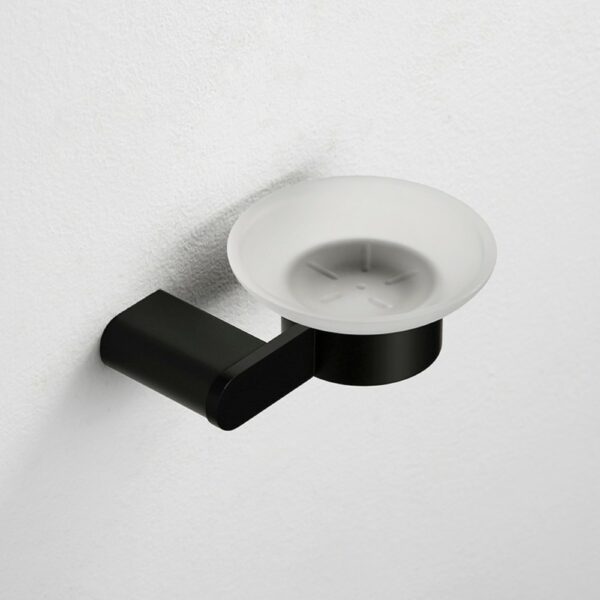 Matte Black Soap Dish Holder With Glass SUS304 - Imagen 5