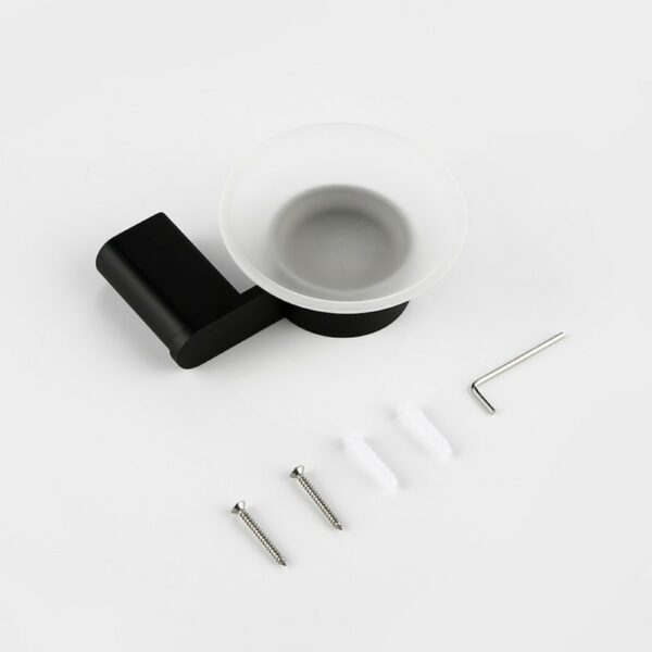 Matte Black Soap Dish Holder With Glass SUS304 - Imagen 4