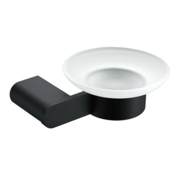 Jabonera Negro Mate Con Cristal SUS304