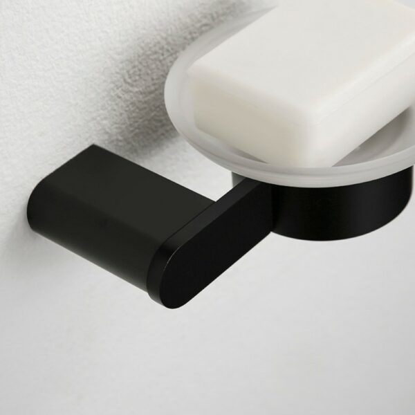 Matte Black Soap Dish Holder With Glass SUS304 - Imagen 2