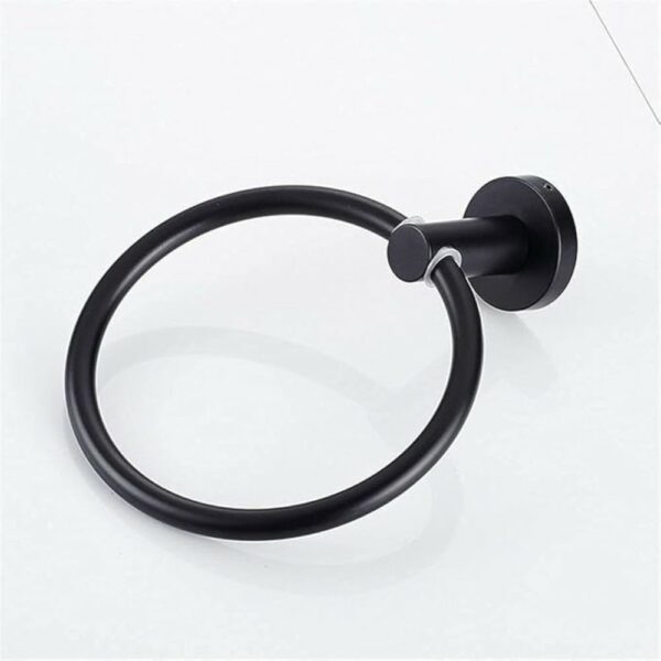 黑色毛巾环 2 LINLI Matte Black Towel Ring For Bathroom - 图片 2