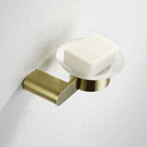 jabonera oro cepillado 4 2024 New Design Gold Glass Soap Dish For Shower - Imagen 5