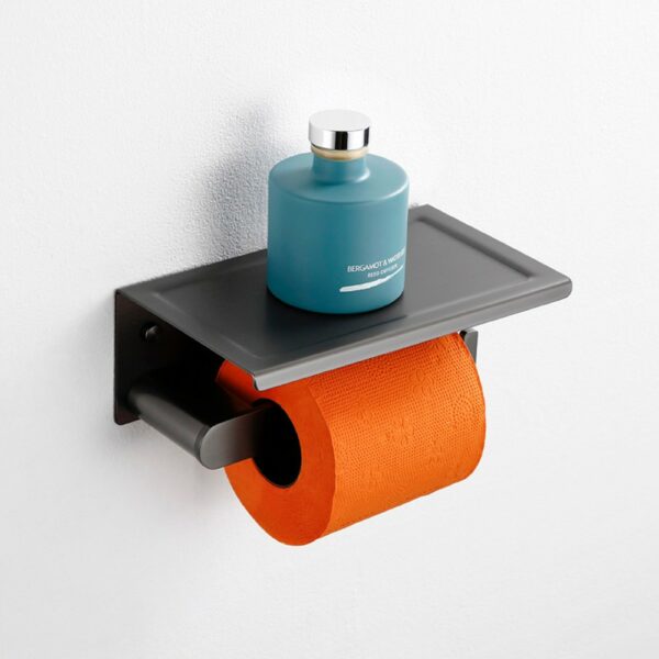 gris Portarrollos con estante 4 SUS304 Wall Mounted Tissue Holder Waterproof - Imagen 2