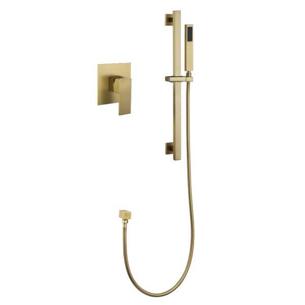 Teleducha Ajustable Cuadrada Acabado Oro Cepillado