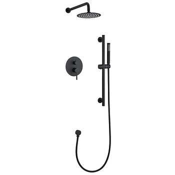 Barra de ducha elevable con rociador de 2 funciones Negro mate