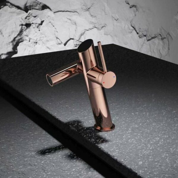Grifo mezclador ajustable de caño largo para lavabo Rose Gold