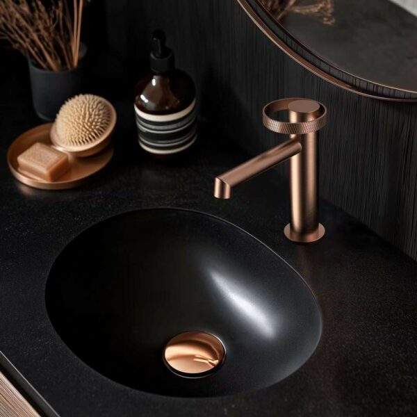 1 14 Lujoso Grifo Mezclador de Lavabo de Oro Rosa Mango Redondo Nuevo Diseño