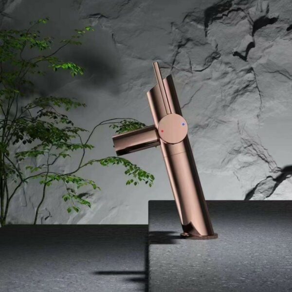 Adjustable Long Spout Wash Basin Faucet Mixer Rose Gold - Imagen 7