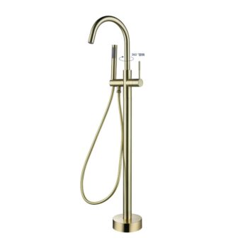 180° Spin Freestanding Bath Taps Black Round With Handle