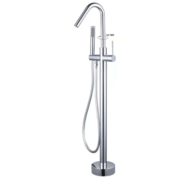 Arc-shaped Freestanding Tub Filler With Hand Shower Swivel Spout - Imagen 3