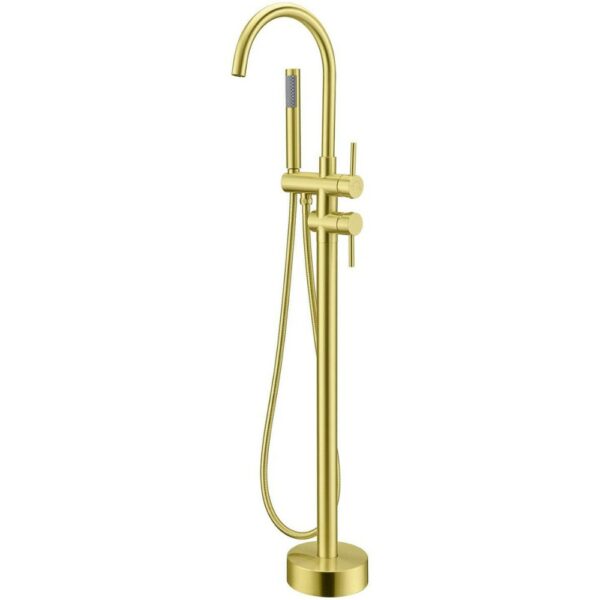 3 17 Round Freestanding Bath Faucet With Dual Handles And Spray - Imagen 3