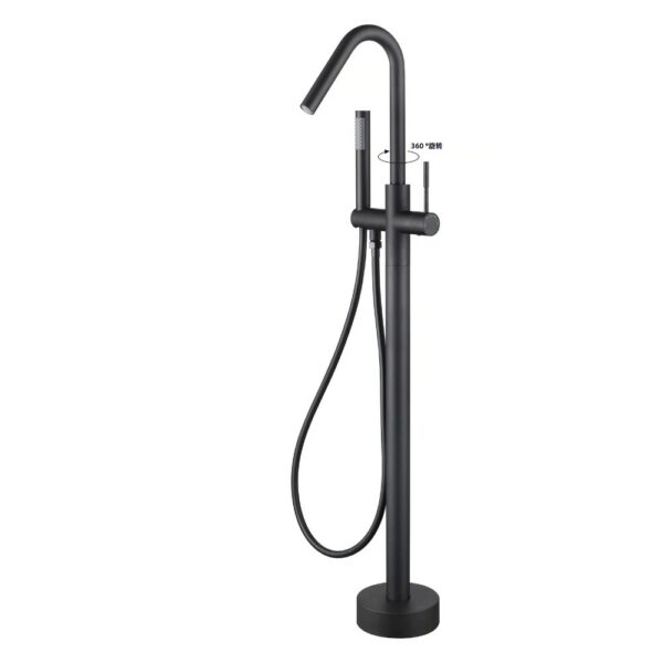 Arc-shaped Freestanding Tub Filler With Hand Shower Swivel Spout - Imagen 2