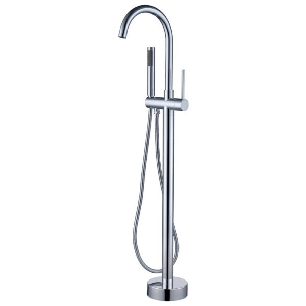 180° Spin Freestanding Bath Taps Black Round With Handle - Imagen 3