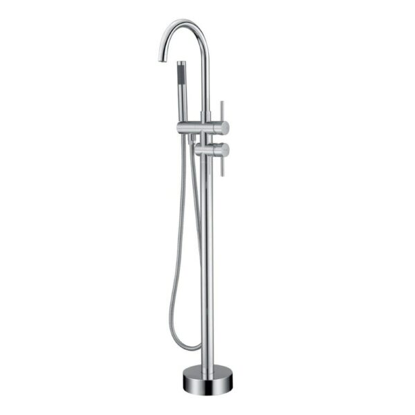 4 15 Round Freestanding Bath Faucet With Dual Handles And Spray - Imagen 2