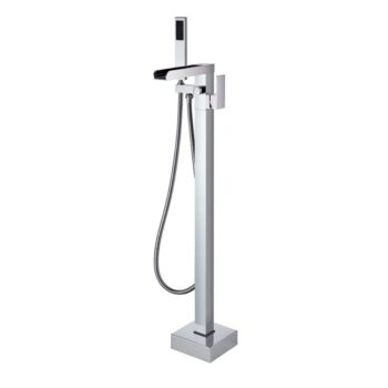 Square Waterfall Freestanding Tub Faucet With Hand Shower