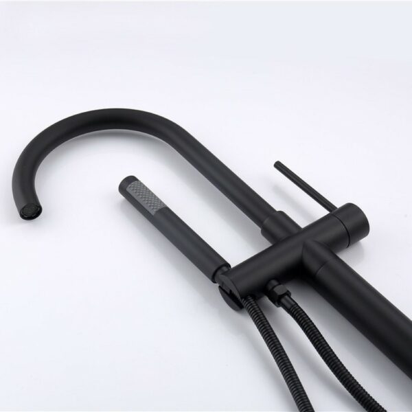 180° Spin Freestanding Bath Taps Black Round With Handle - Imagen 7