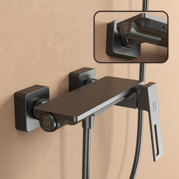 Hot And Cold Bathtub Mixer With Showerhead Grey Finished - Imagen 2