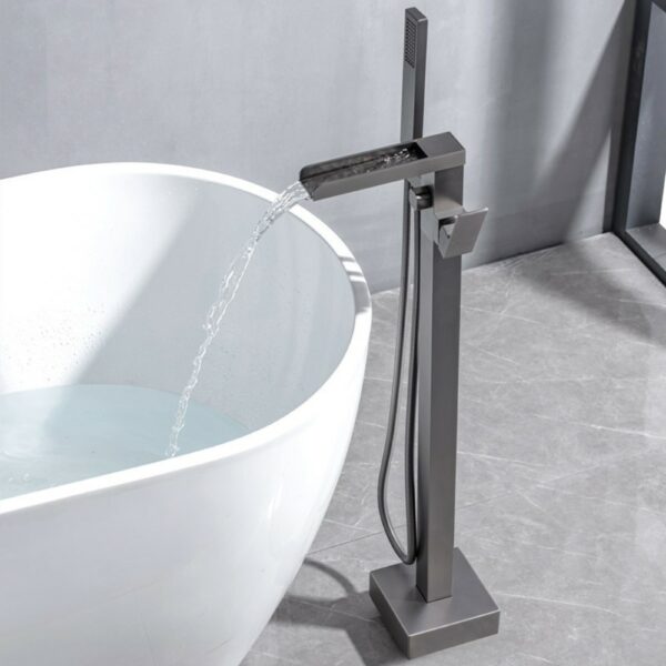 7 Square Waterfall Freestanding Tub Faucet With Hand Shower - Imagen 5