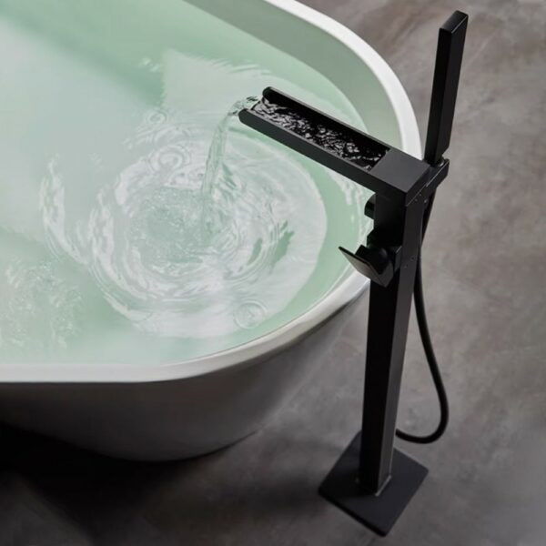 8 Square Waterfall Freestanding Tub Faucet With Hand Shower - Imagen 7
