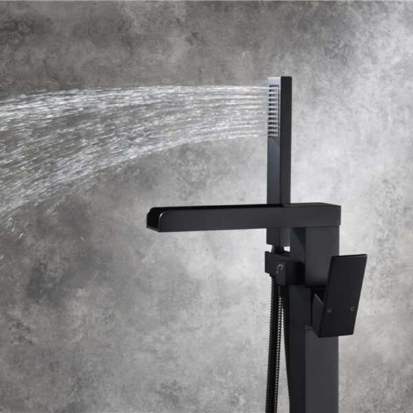 9 Square Waterfall Freestanding Tub Faucet With Hand Shower - Imagen 8
