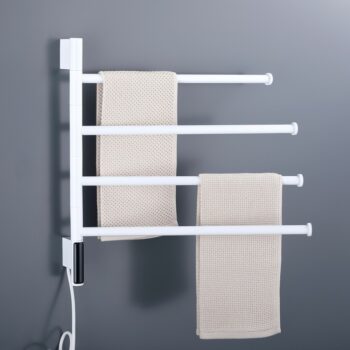 Wired Heated Towel Rail Round 180 Degree Adjustable Bars