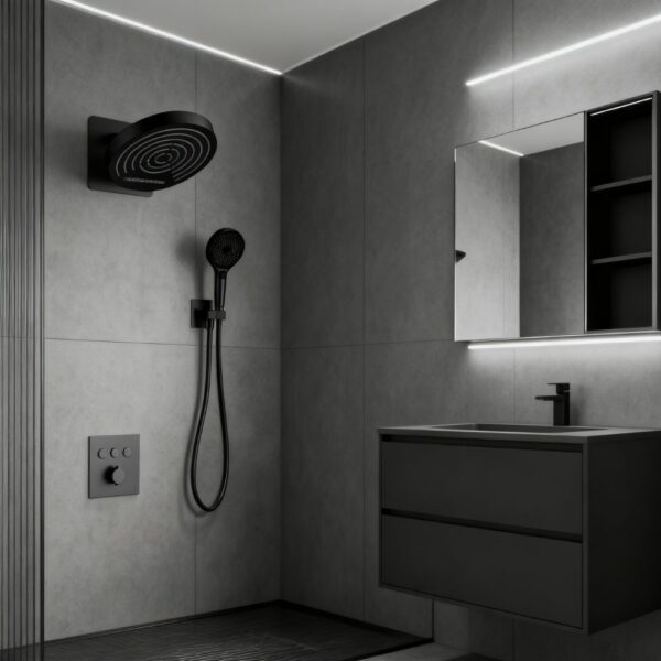 Luxury Wall Mounted Rain Shower Mixer Three Function System - Imagen 2