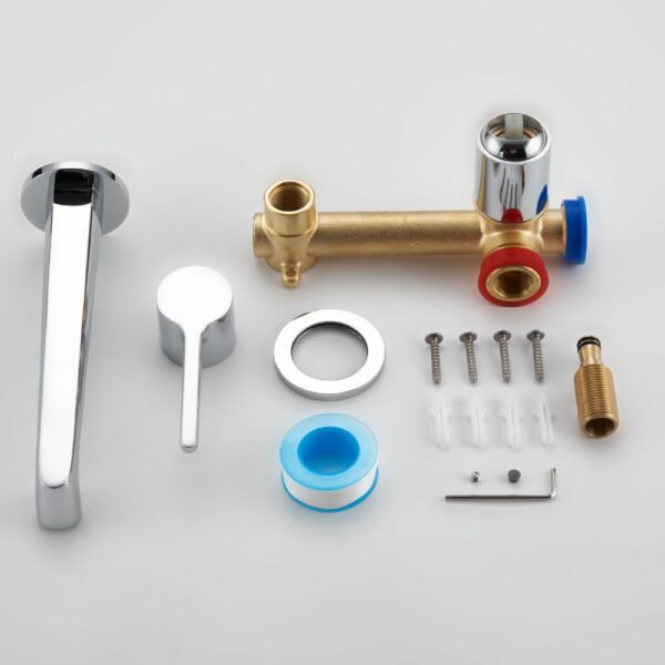 Round Wall Mounted Mixer Taps Minimalist Style Matching Set - Imagen 8