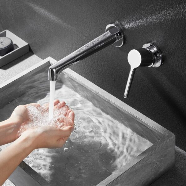 Round Wall Mounted Mixer Taps Minimalist Style Matching Set - Imagen 9