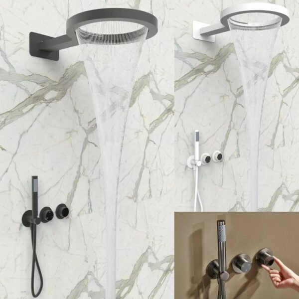 Innovative Round Wall Mounted Waterfall Shower Dual Spray - Imagen 3