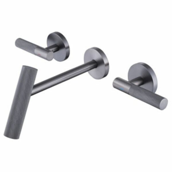 Brass Wall Mounted Basin Mixer 3 Hole Deck Exquisite Handle - Imagen 3