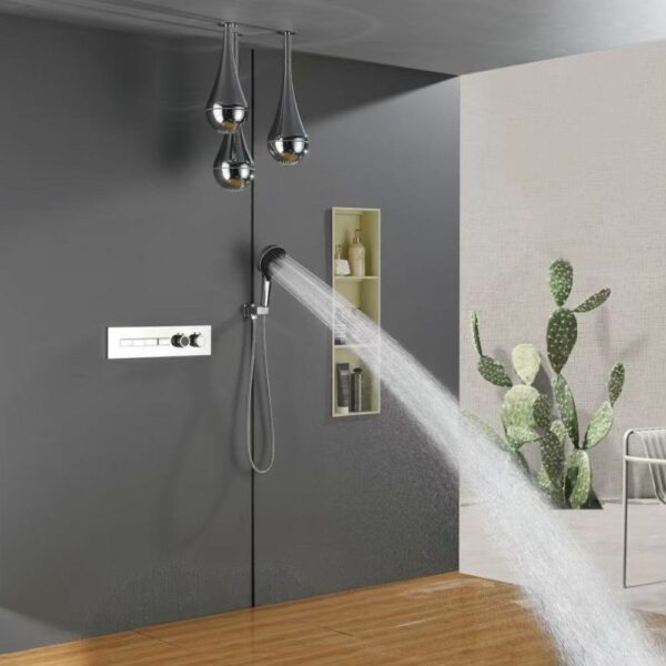 LLSD05 4 Luxury Ceiling Rainfall Shower With 3 Showerhead Droplet - Imagen 2